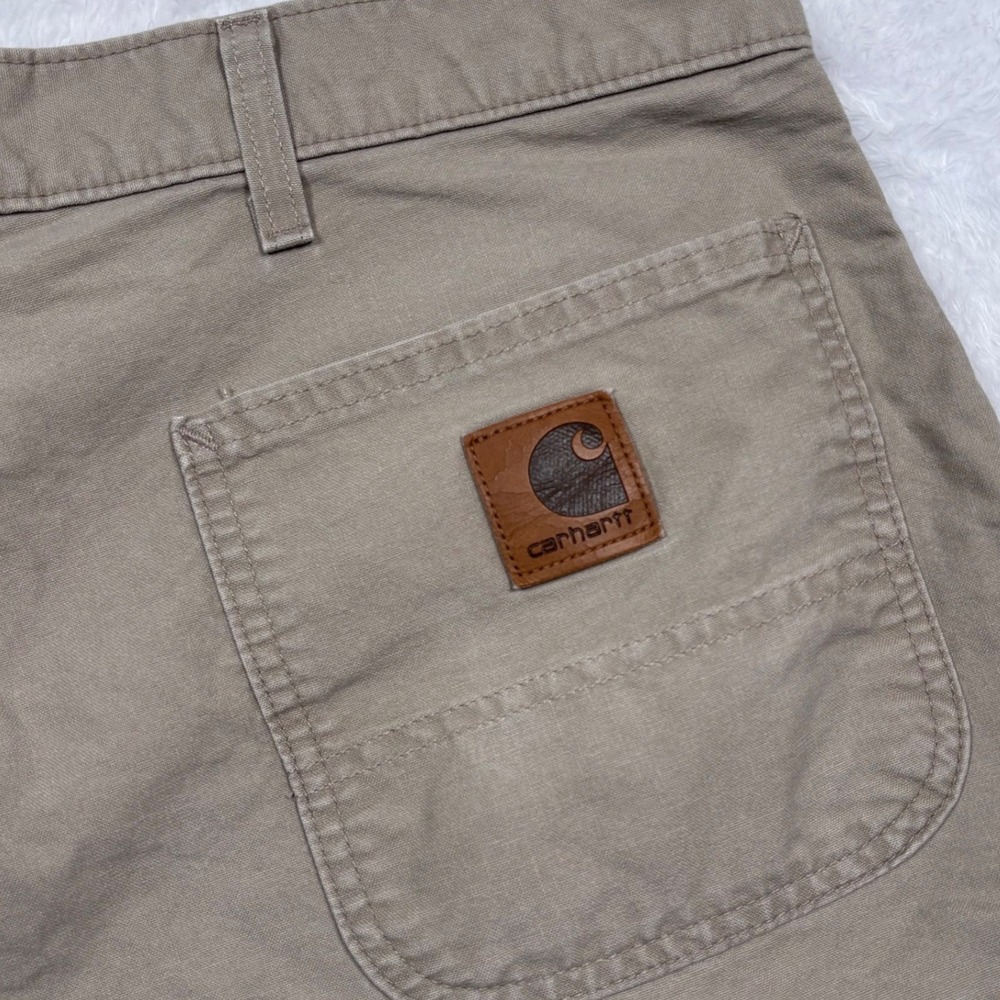 Carhartt Carpenter Shorts Men 42 Relaxed Tan Canvas B144 Workwear Utility Loop - Picture 6 of 12